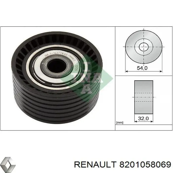 Compre 8201058069 Renault (RVI) Rolo parasita da correia do mecanismo de distribuição de gás