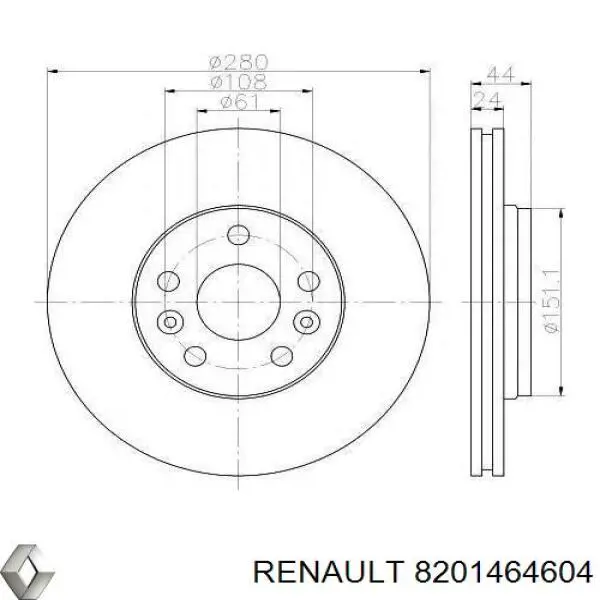 8201464604 Renault (RVI) Disco do freio dianteiro
