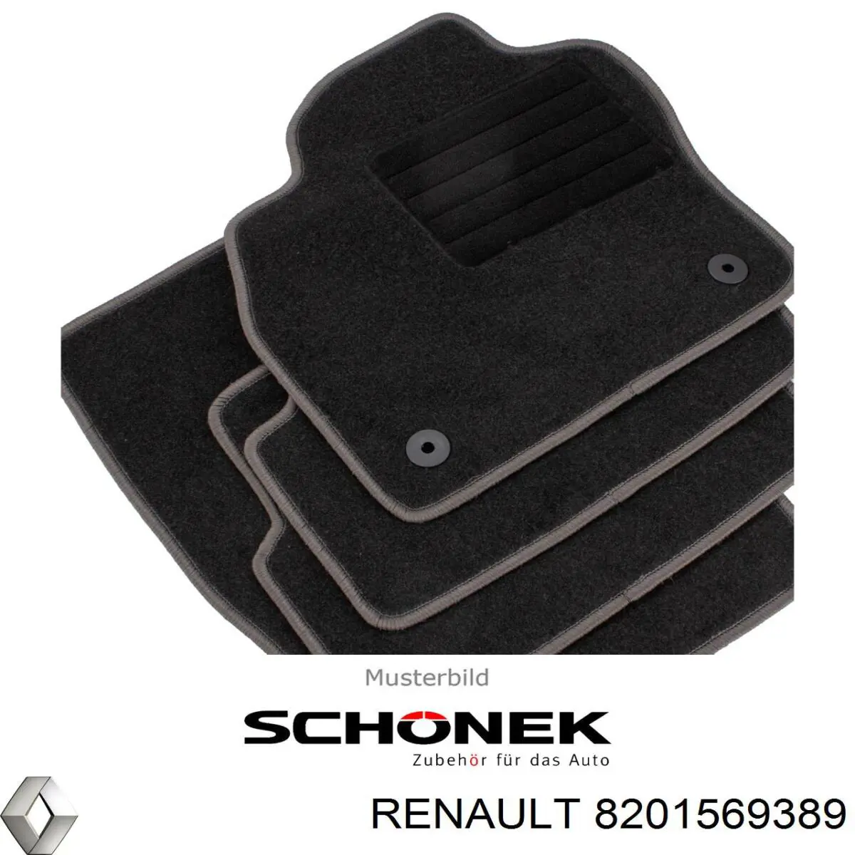 Tapetes dianteiros + traseiros, kit 8201569389 Renault (RVI)