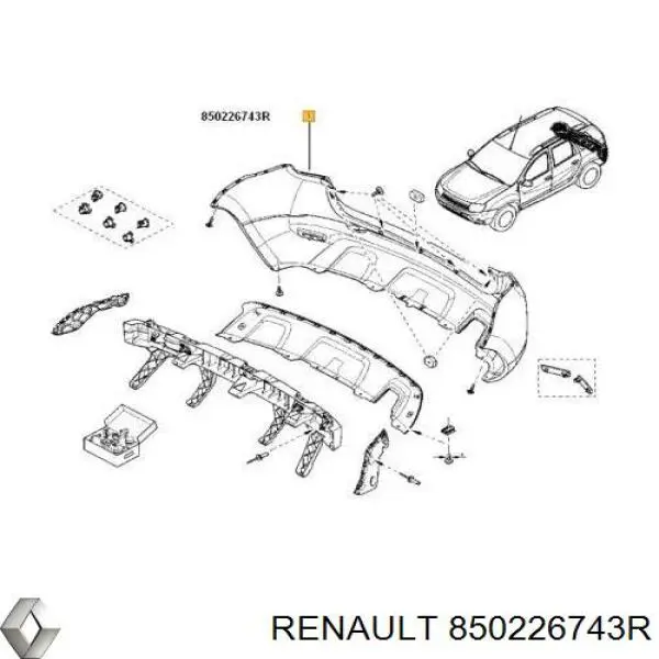 850226743R Renault (RVI) Pára-choque traseiro