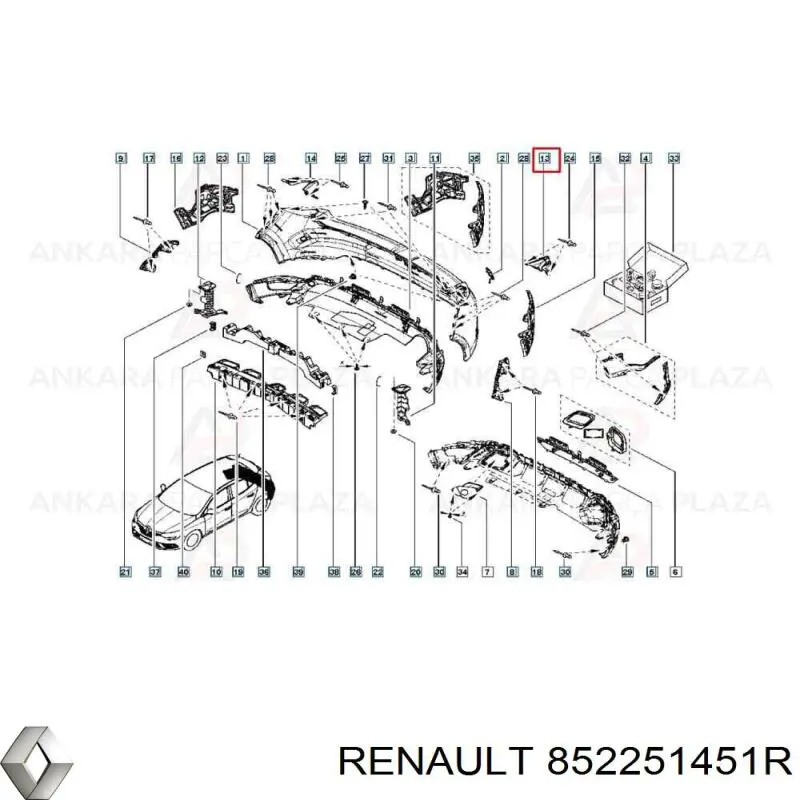 Compre 852251451R Renault (RVI) Consola esquerda do pára-choque traseiro
