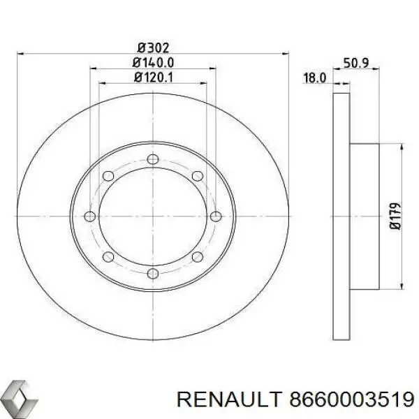 Disco do freio traseiro Renault (RVI) 8660003519 preço, a partir de 53,99 USD