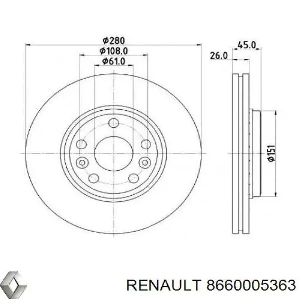 Compre 8660005363 Renault (RVI) Disco do freio dianteiro