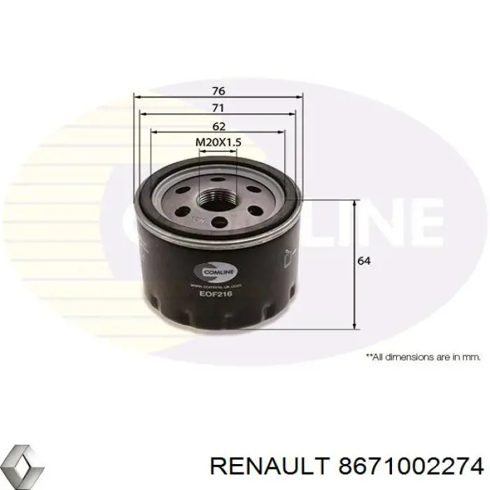 Compre 8671002274 Renault (RVI) Filtro de óleo