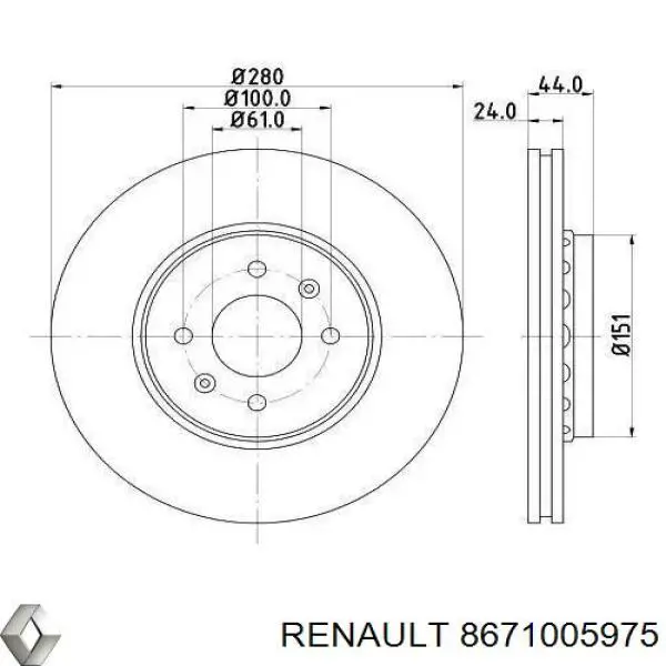 8671005975 Renault (RVI) Disco do freio dianteiro