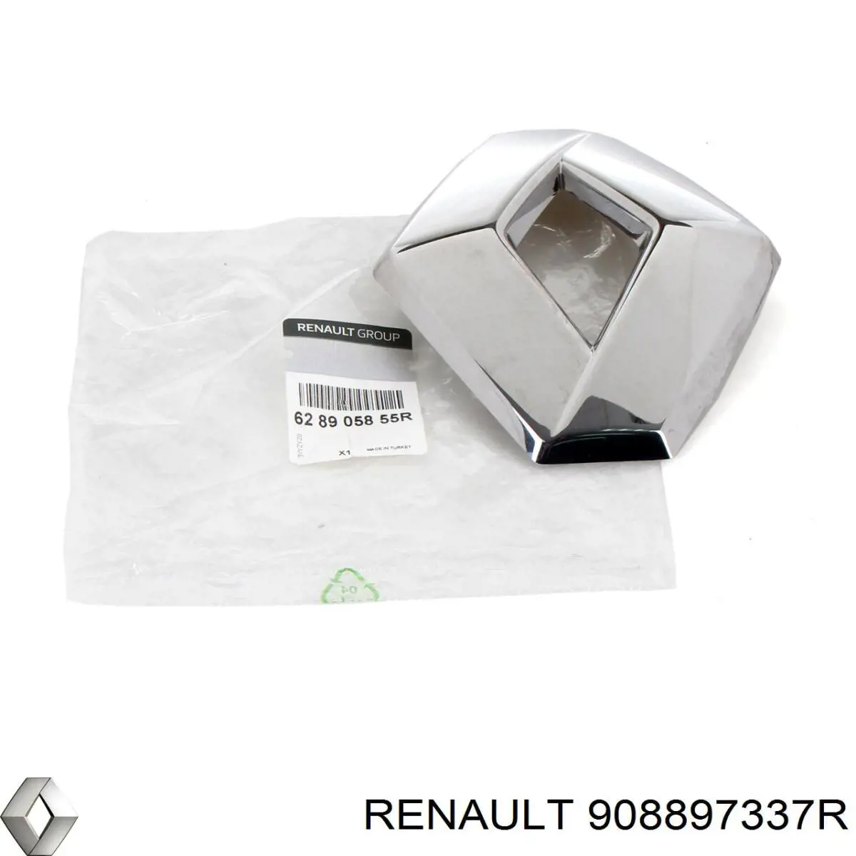 Compre 908897337R Renault (RVI) Emblema de tampa de porta-malas (emblema de firma)