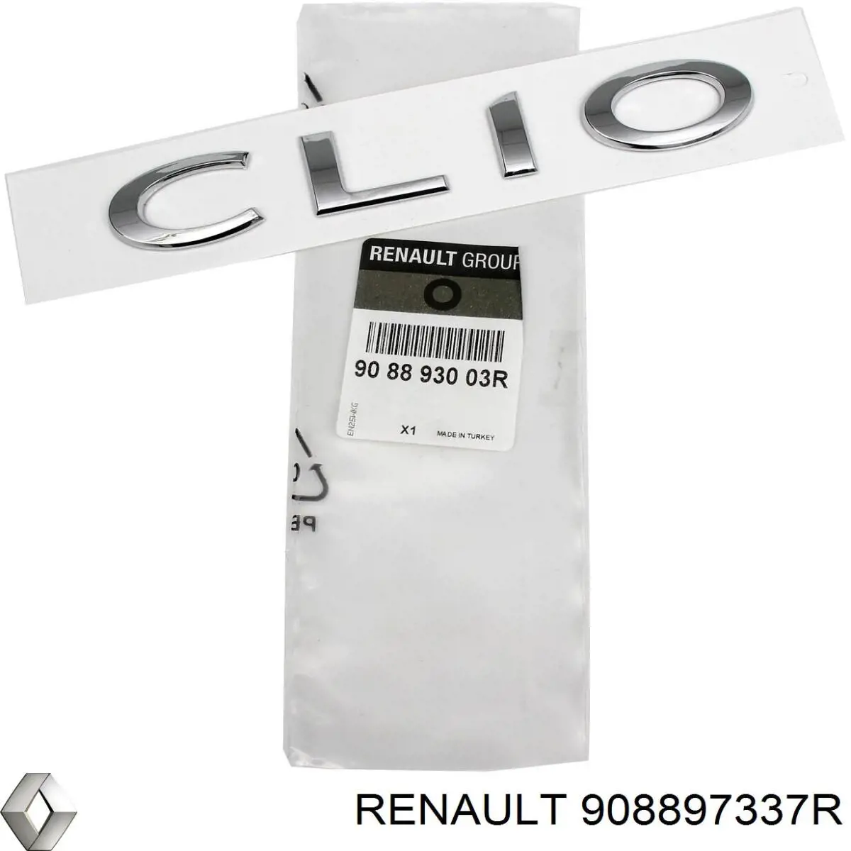 Compre 908897337R Renault (RVI) Emblema de tampa de porta-malas (emblema de firma)
