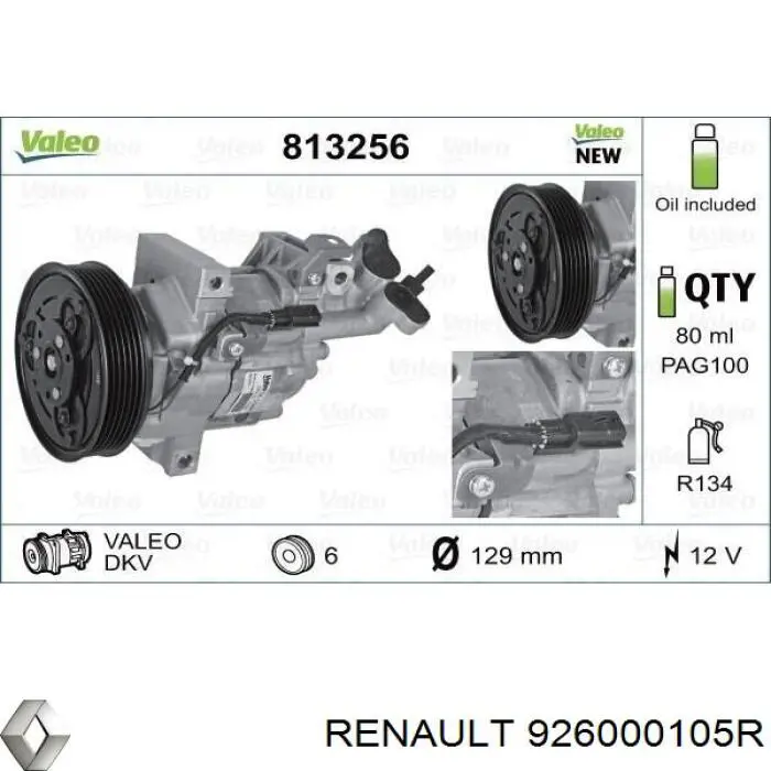 926000105R Renault (RVI) Compressor de aparelho de ar condicionado