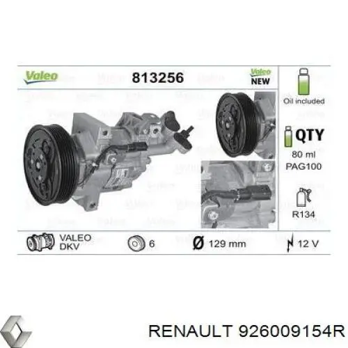 926009154R Renault (RVI) Compressor de aparelho de ar condicionado