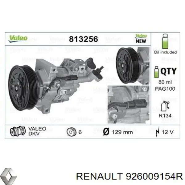 Compressor de aparelho de ar condicionado Renault (RVI) 926009154R preço, a partir de 170,26 USD