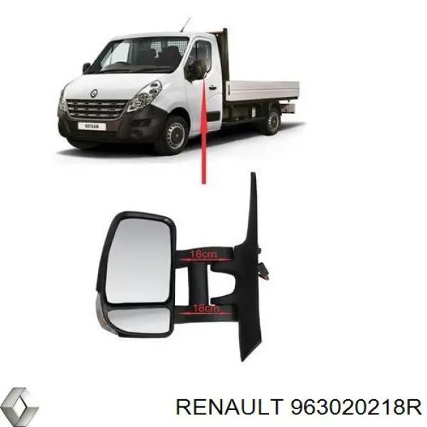 963020218R Renault (RVI) Espelho de retrovisão esquerdo