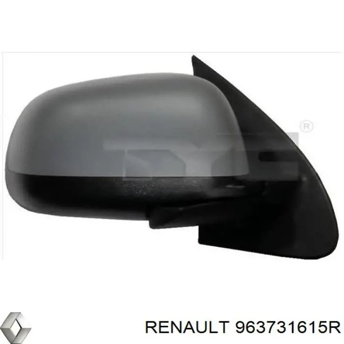 963731615R Renault (RVI) Placa sobreposta (tampa) do espelho de retrovisão esquerdo