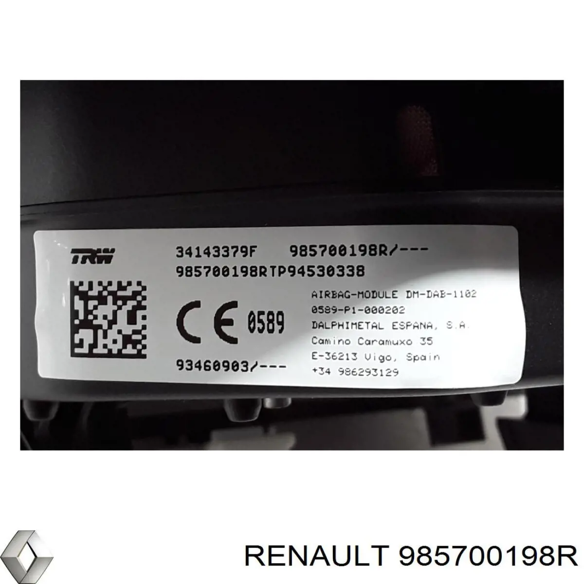 Cinto de segurança (AIRBAG) de condutor Renault (RVI) 985700198R preço, a partir de 240,30 USD