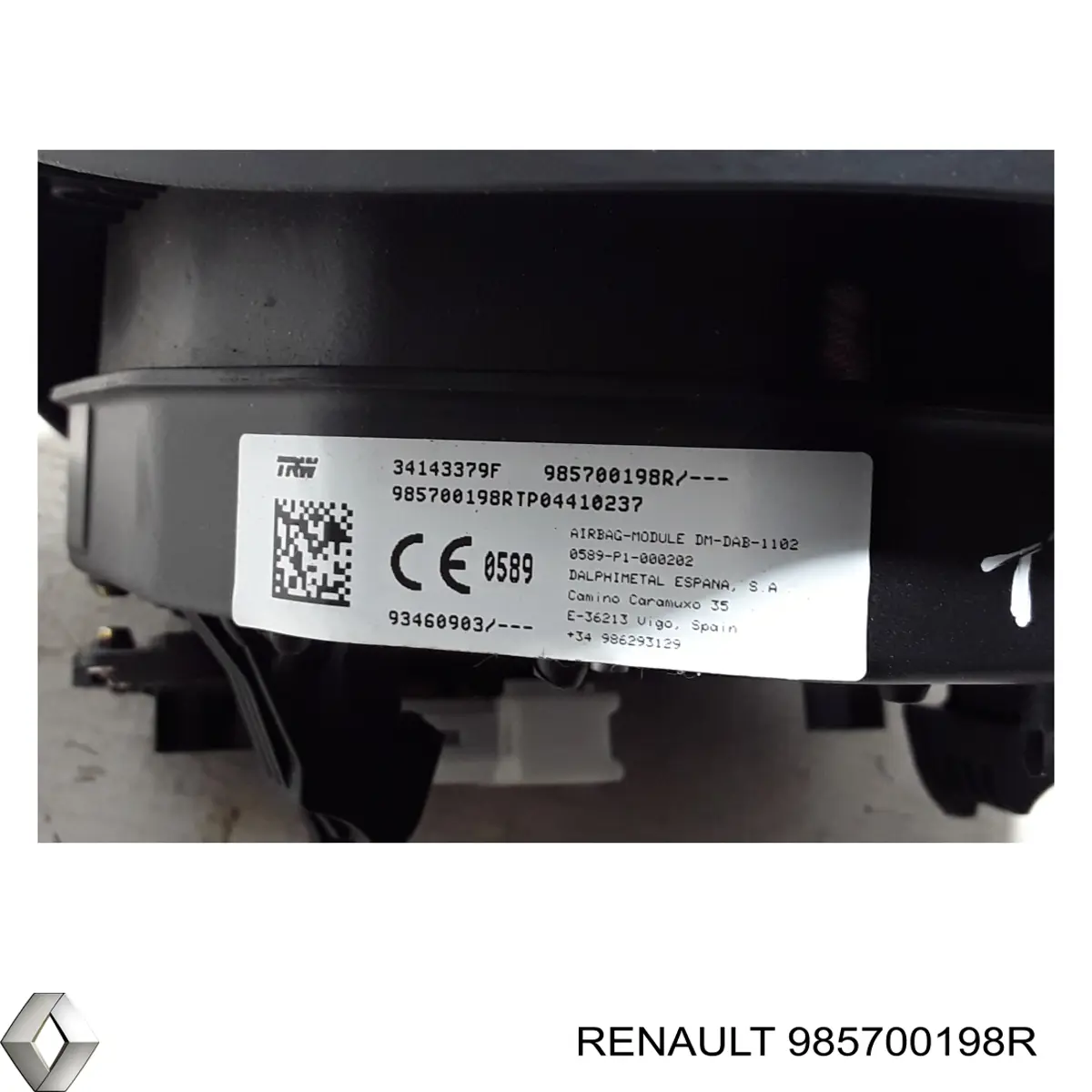 985700198R Renault (RVI) Cinto de segurança (AIRBAG) de condutor
