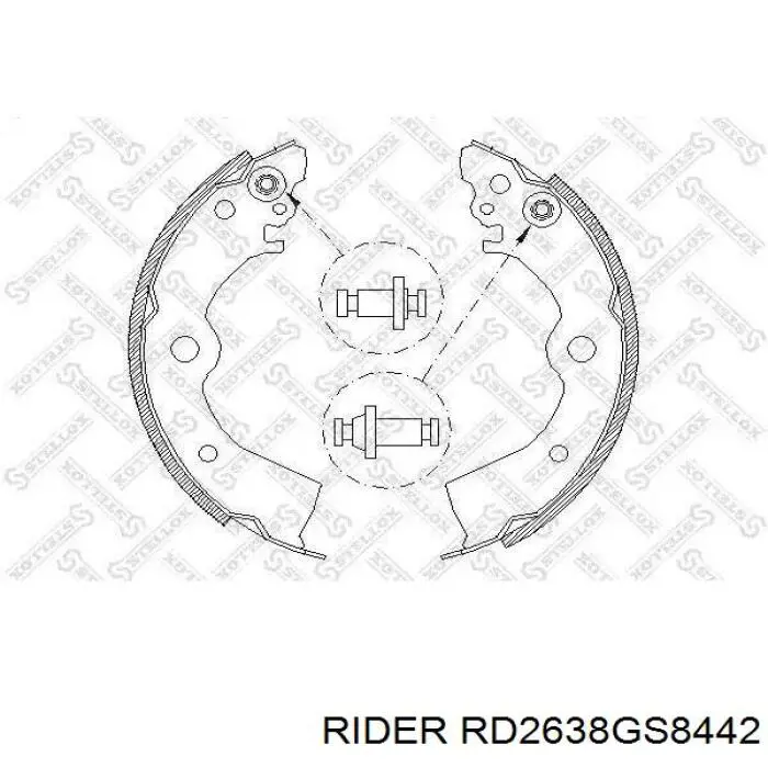 Sapatas do freio traseiras de tambor RD2638GS8442 Rider