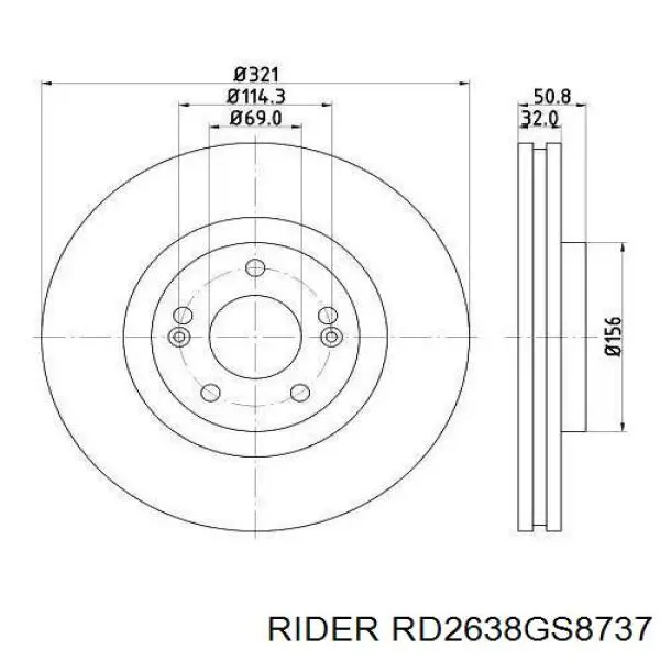 Sapatas do freio traseiras de tambor Rider RD2638GS8737