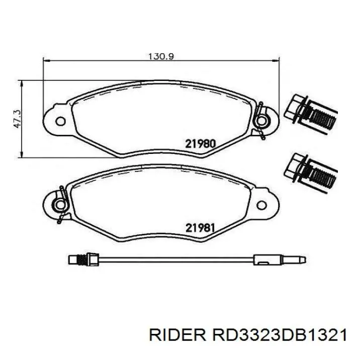 Sapatas do freio dianteiras de disco Rider RD3323DB1321 preço, a partir de 25,31 USD