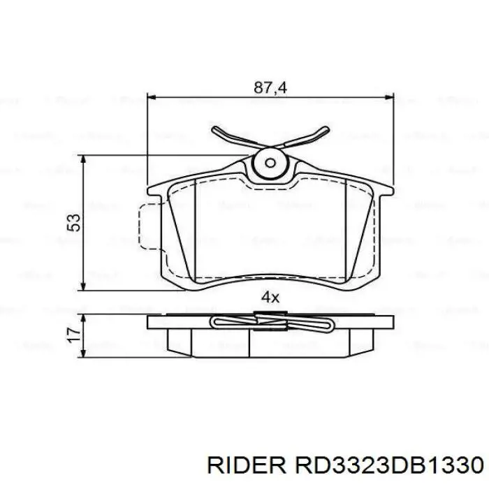Sapatas do freio traseiras de disco RD3323DB1330 Rider