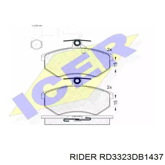 Sapatas do freio dianteiras de disco Rider RD3323DB1437