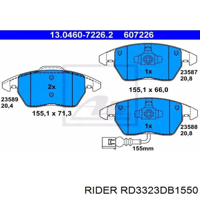 Sapatas do freio dianteiras de disco Rider RD3323DB1550 preço, a partir de 33,96 USD