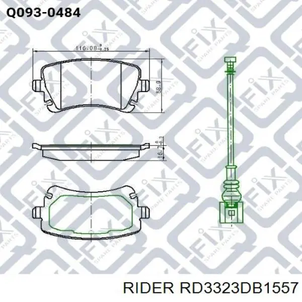 Sapatas do freio traseiras de disco RD3323DB1557 Rider