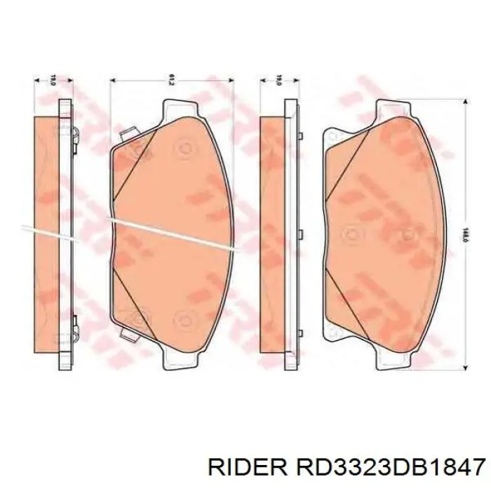 RD3323DB1847 Rider Sapatas do freio dianteiras de disco