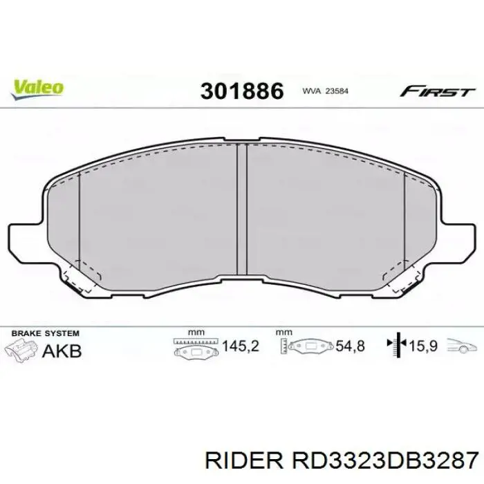 Sapatas do freio dianteiras de disco Rider RD3323DB3287 preço, a partir de 28,99 USD