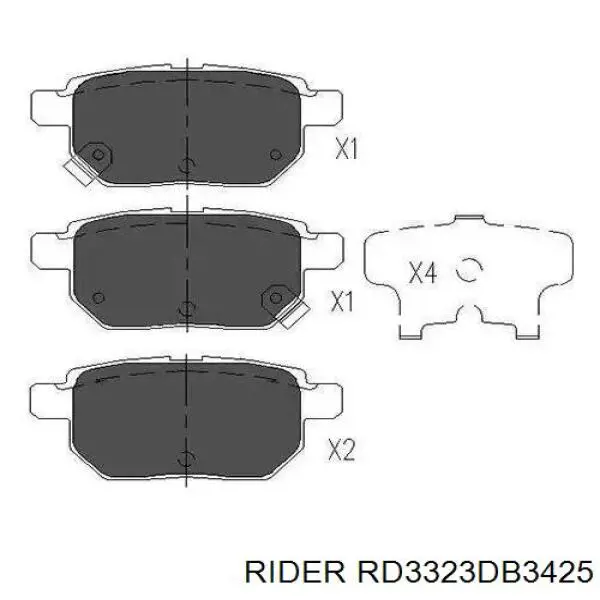 Sapatas do freio dianteiras de disco Rider RD3323DB3425 preço, a partir de 28,21 USD