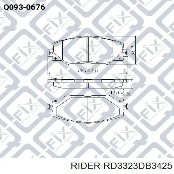 RD3323DB3425 Rider Sapatas do freio dianteiras de disco