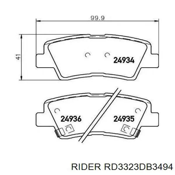 Sapatas do freio traseiras de disco Rider RD3323DB3494