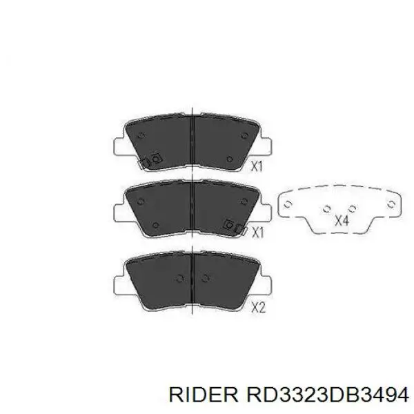 Compre RD3323DB3494 Rider Sapatas do freio traseiras de disco
