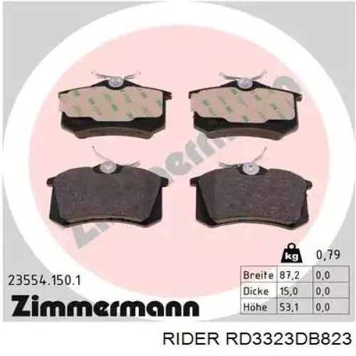Sapatas do freio traseiras de disco Rider RD3323DB823