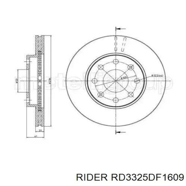 Disco do freio dianteiro RD3325DF1609 Rider