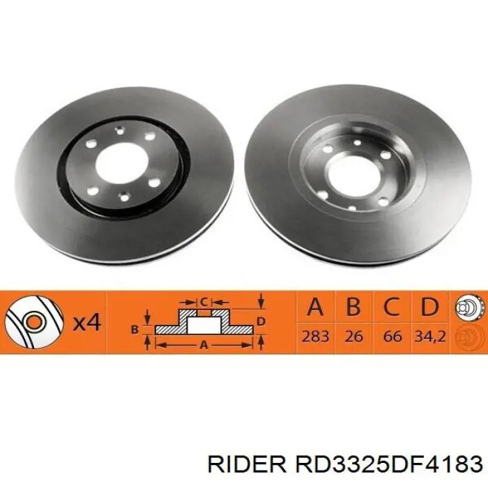 Disco do freio dianteiro Rider RD3325DF4183 preço, a partir de 44,27 USD
