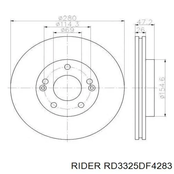 Disco do freio dianteiro Rider RD3325DF4283 preço, a partir de 50,81 USD
