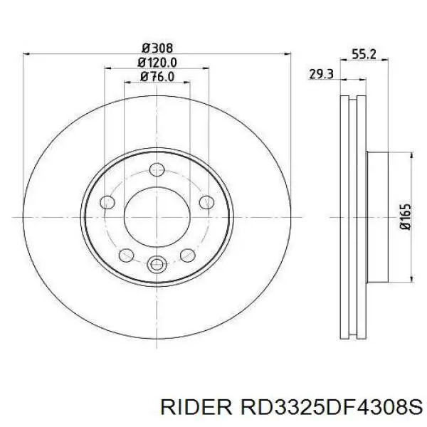 Disco do freio dianteiro Rider RD3325DF4308S