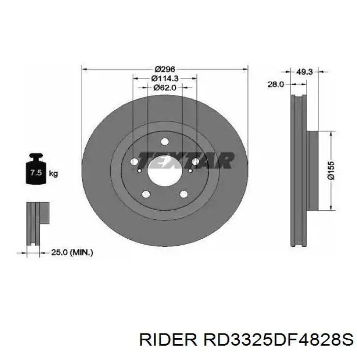 Disco do freio dianteiro Rider RD3325DF4828S preço, a partir de 45,13 USD