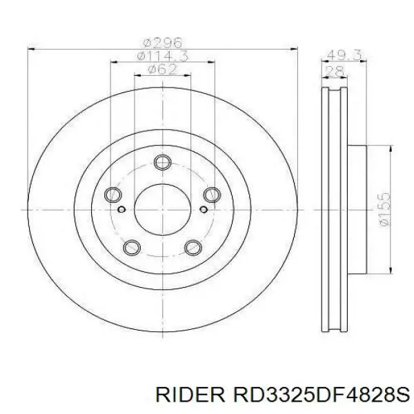 Disco do freio dianteiro RD3325DF4828S Rider