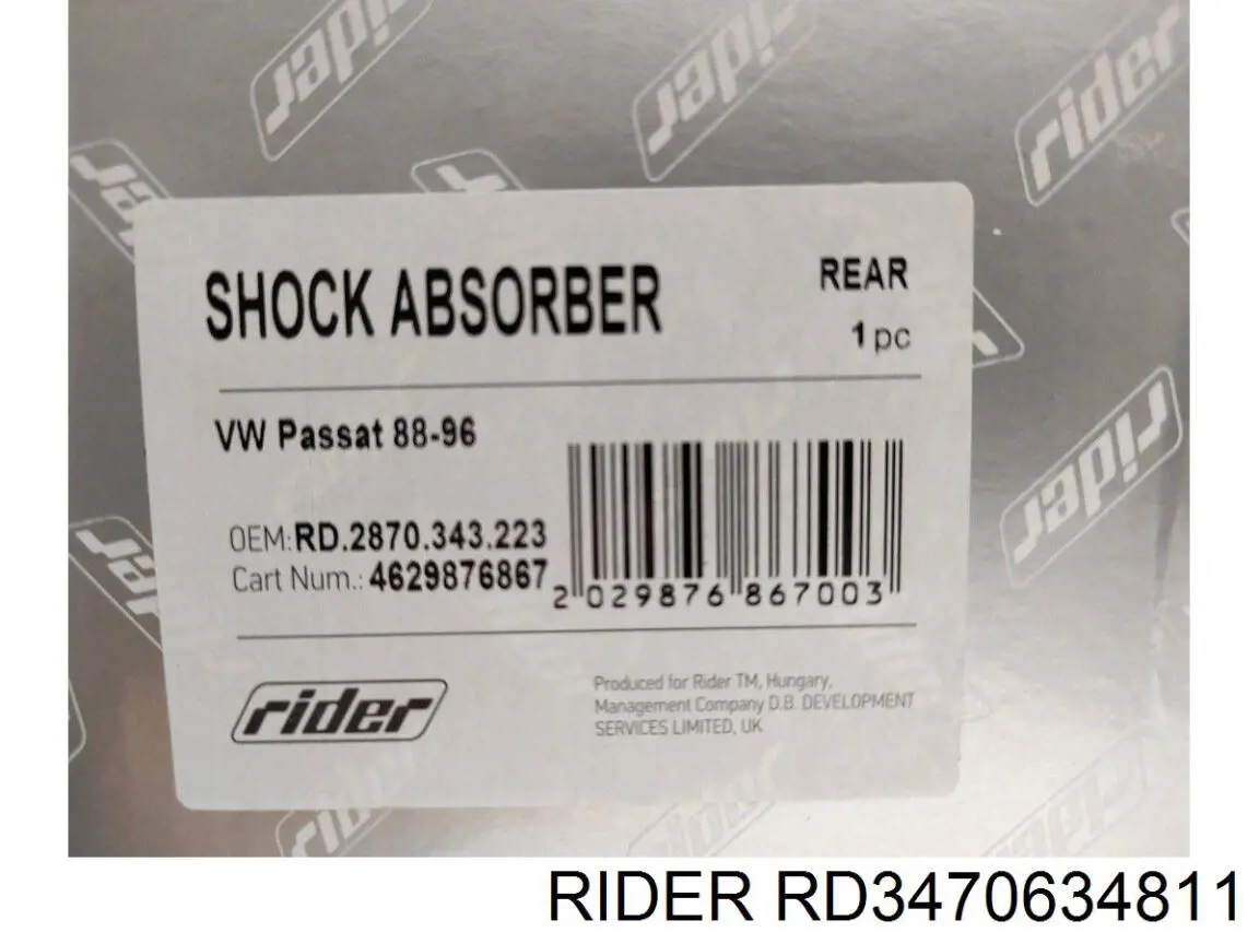 RD3470634811 Rider Amortecedor dianteiro