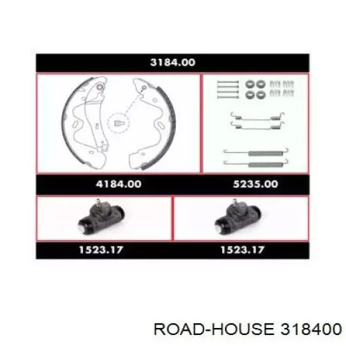 Sapatas do freio traseiras de tambor, montadas com cilindros, kit Road House 318400 preço, a partir de 222,95 USD