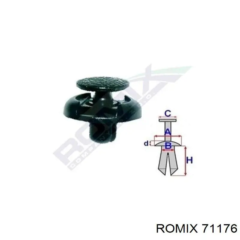 Cápsula (prendedor) de fixação do forro do pára-choque do pára-lama dianteiro 71176 Romix