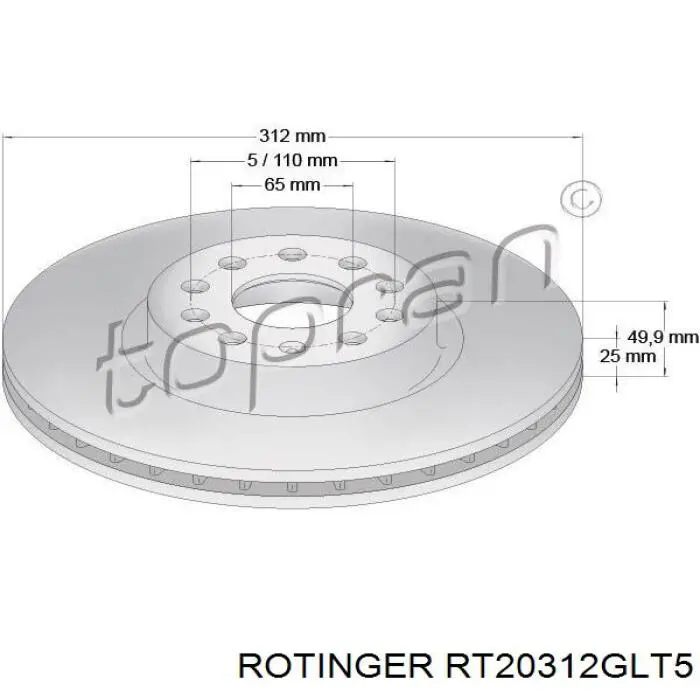 Compre RT20312GLT5 Rotinger Disco do freio dianteiro