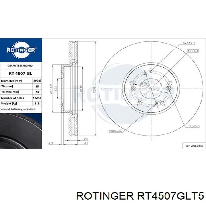 RT4507GLT5 Rotinger Disco do freio dianteiro