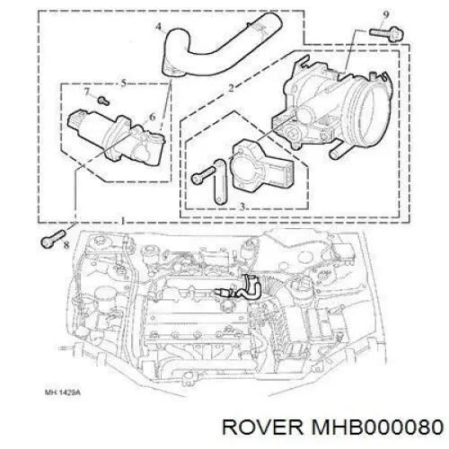 MHB000080 Rover Válvula de borboleta montada