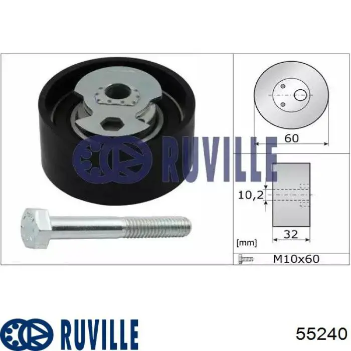 55240 Ruville Rolo de reguladora de tensão da correia do mecanismo de distribuição de gás