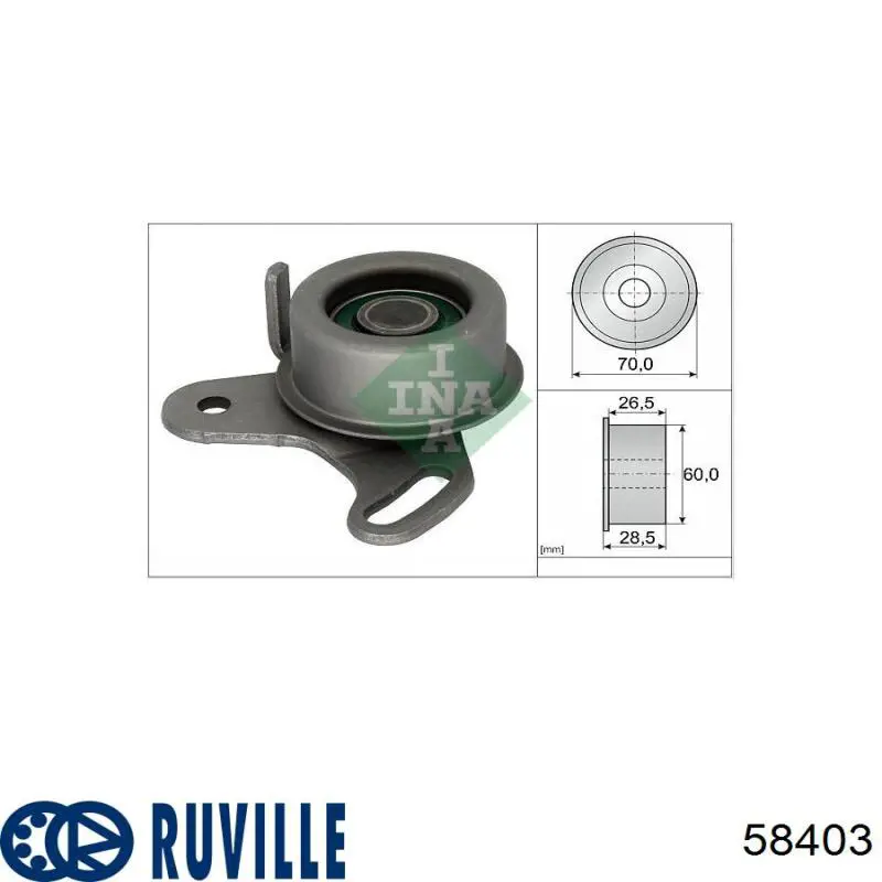 Rolo de reguladora de tensão da correia do mecanismo de distribuição de gás 58403 Ruville