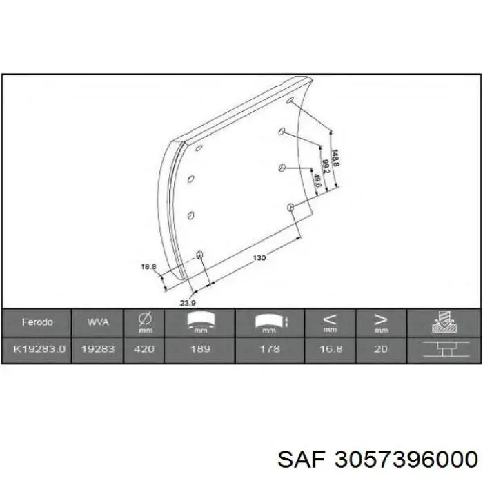 Placa sobreposta do freio traseira (TRUCK) 3057396000 SAF