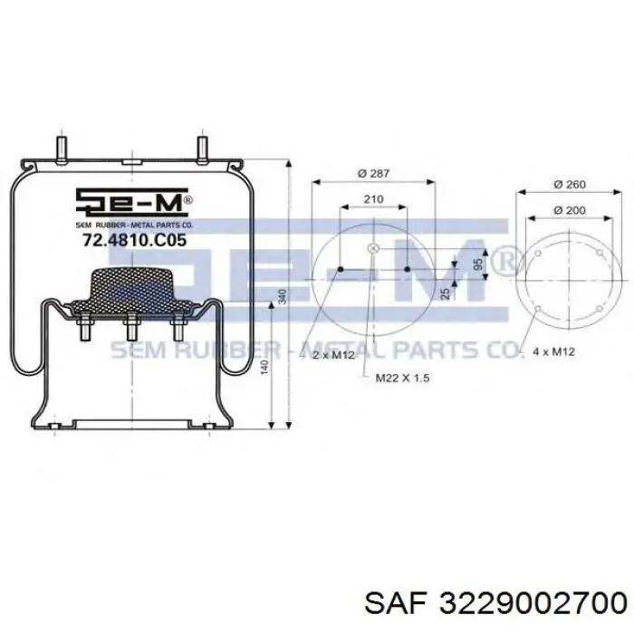 Compre 3229002700 SAF Coxim pneumático (suspensão de lâminas pneumática) do eixo