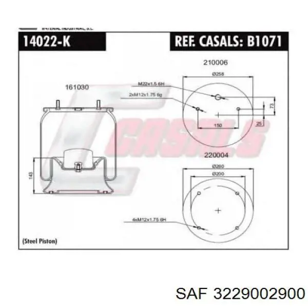 Coxim pneumático (suspensão de lâminas pneumática) do eixo SAF 3229002900 preço, a partir de 100,20 USD