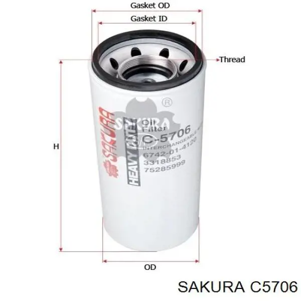 C5706 Sakura Filtro de óleo